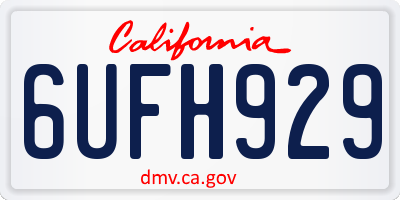 CA license plate 6UFH929