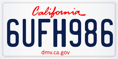 CA license plate 6UFH986