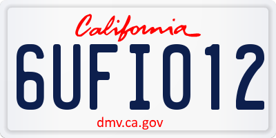 CA license plate 6UFI012