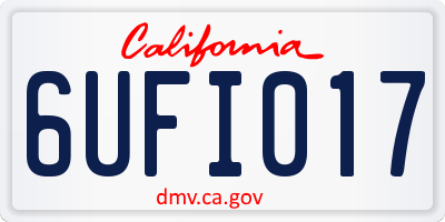 CA license plate 6UFI017