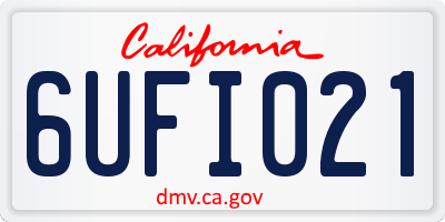 CA license plate 6UFI021