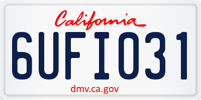 CA license plate 6UFI031