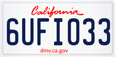 CA license plate 6UFI033