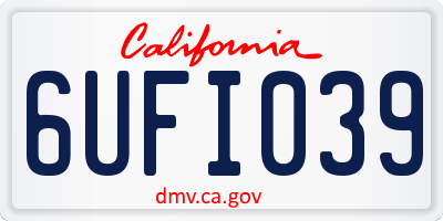 CA license plate 6UFI039