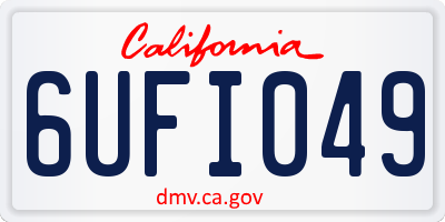 CA license plate 6UFI049