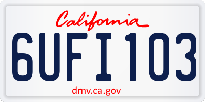 CA license plate 6UFI103
