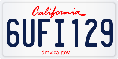 CA license plate 6UFI129