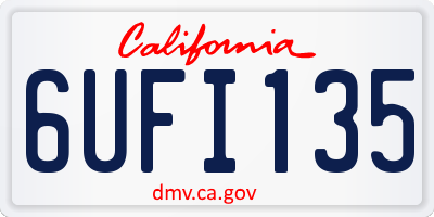 CA license plate 6UFI135