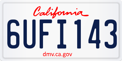CA license plate 6UFI143