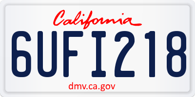 CA license plate 6UFI218