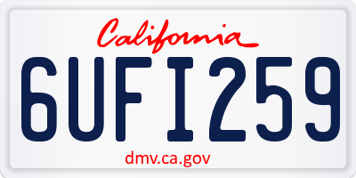 CA license plate 6UFI259