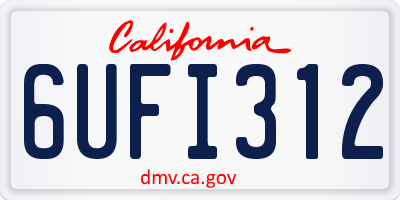 CA license plate 6UFI312