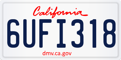 CA license plate 6UFI318