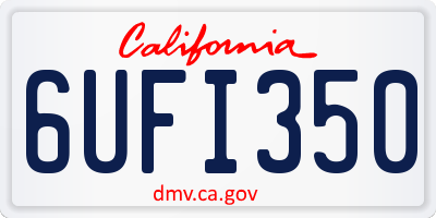 CA license plate 6UFI350
