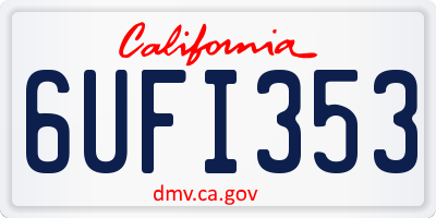 CA license plate 6UFI353
