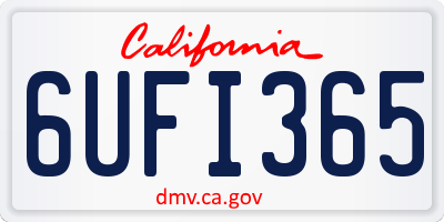 CA license plate 6UFI365