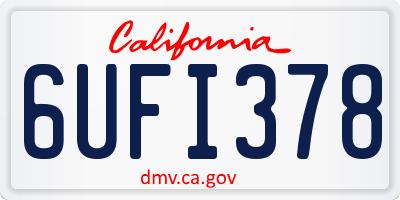 CA license plate 6UFI378