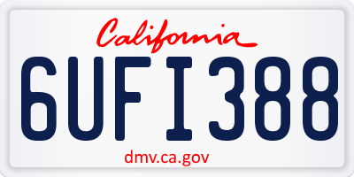 CA license plate 6UFI388