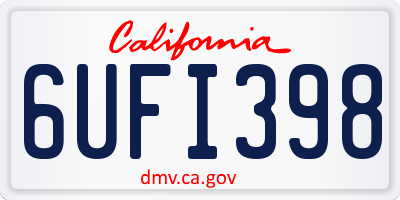 CA license plate 6UFI398