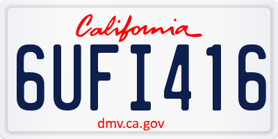 CA license plate 6UFI416
