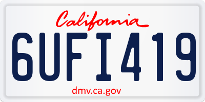 CA license plate 6UFI419
