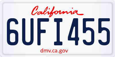 CA license plate 6UFI455