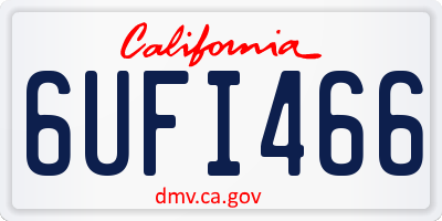 CA license plate 6UFI466