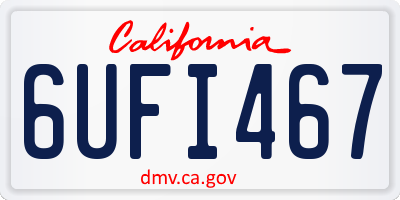 CA license plate 6UFI467