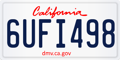 CA license plate 6UFI498