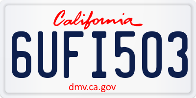 CA license plate 6UFI503