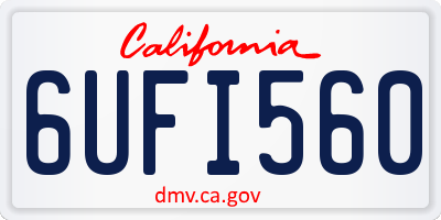 CA license plate 6UFI560