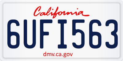 CA license plate 6UFI563
