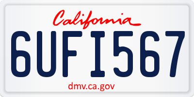 CA license plate 6UFI567