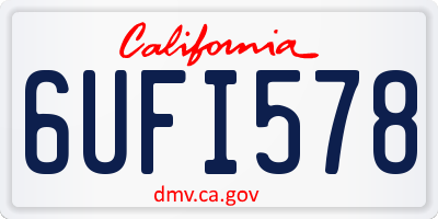 CA license plate 6UFI578