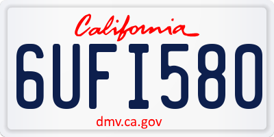 CA license plate 6UFI580