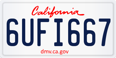 CA license plate 6UFI667
