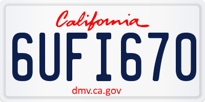 CA license plate 6UFI670
