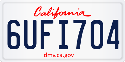 CA license plate 6UFI704