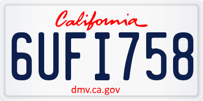 CA license plate 6UFI758
