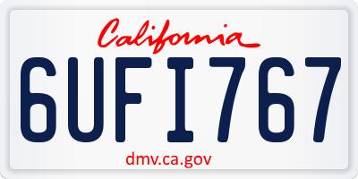 CA license plate 6UFI767
