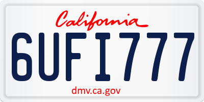 CA license plate 6UFI777