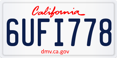 CA license plate 6UFI778