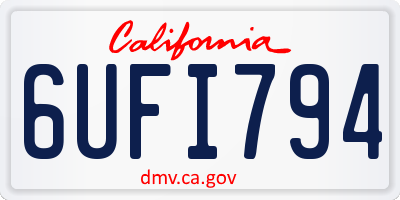 CA license plate 6UFI794