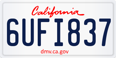 CA license plate 6UFI837