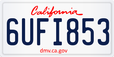CA license plate 6UFI853