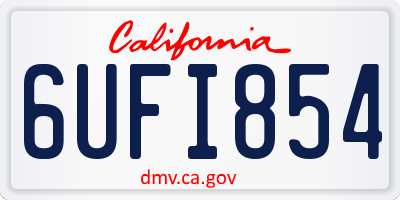 CA license plate 6UFI854
