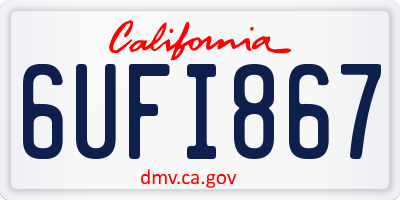 CA license plate 6UFI867