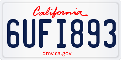 CA license plate 6UFI893
