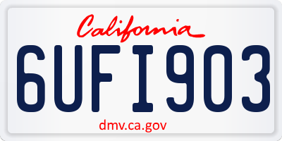CA license plate 6UFI903