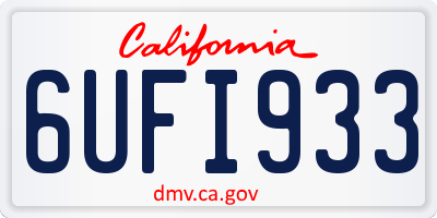 CA license plate 6UFI933